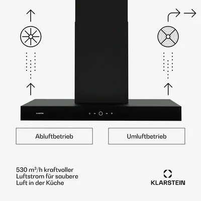 Produktbild von Klarstein SmartEdge Dunstabzugshaube - 90 cm Wandhaube, WLAN- & Touch-Steuerung, 550 m³/h Luftdurchsatz, A+ , LED-Beleuchtung, Flüsterleise 34 dB, Schwarz