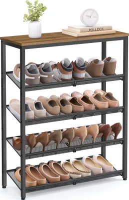 Produktbild von VASAGLE Schuhregal Schuhschrank mit 5 Ebenen Schuhablage honigbraun