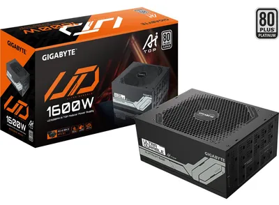 Produktbild von GIGABYTE UD1600PM PG5 AI TOP Netzteil - PCIe 5.0, 80 PLUS Platinum, Vollmodulares Design, 120-mm-Lüfter, ATX 3.1 kompatibel, EU-Stecker