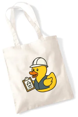 Produktbild von Huuraa Jutebeutel Quietscheente Bauingenieurwesen Comic Gummiente 10 Liter Natural Baumwolle Tasche Geschenkidee