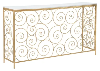 Zdjęcie produktu dla FURNLUX Stół konsolowy spiralny złoty 140 cm / Kolor główny: złoty / Wymiary: 140 x 82 x 36 cm