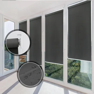 Image de Faziango Lot de 2 stores verticaux 160 x 240 cm Store de balcon Gris foncé Protection visuelle Protection solaire Résistant aux UV Imperméable Balcon Terrasse