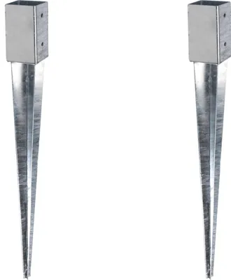 Produktbild von Alberts 2 x Einschlag-Bodenhülse für Vierkantholzpfosten, 46 x 46 mm, Länge 550 mm, feuerverzinkt, zum Einbetonieren