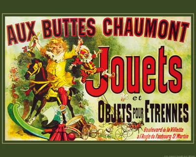 Produktbild von Vintage Kunstdruck Bild - Aux Buttes Chaumont, Jouets Et Objets Pour‰trennes, Jules Cheret, 1885 (40 x 50 cm)