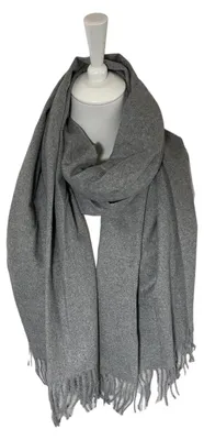 Produktbild von Winter Damen Fransenschal » XL Damenschal » weiches Cashmera » Winterschal 180x68cm: Hellgrau Farbe: Hellgrau