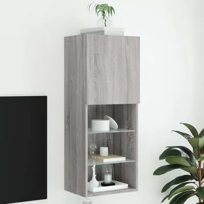 Produktbild von TV-Schrank Fernsehschrank mit LED-Leuchten Grau Sonoma 40,5x30x102 cm 837062