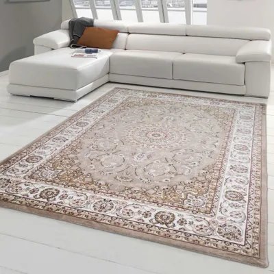 Produktbild von Stilvoller Orientalischer Teppich Ornamente & elegante Verzierungen creme beige Größe - 120x170 cm