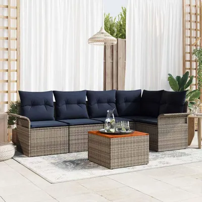 Produktbild von Möbel Gartensofa-set mit Kissen 6 pcs Grau Poly-RattanGartenmöbelgarnituren - Gartenmöbelgarnituren c72