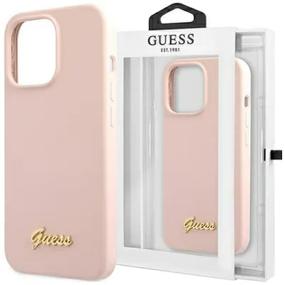 Produktbild von Guess GUHMP13XLSLMGLP iPhone 13 Pro Max 6.7" Hellrosa/Hellrosa Hardcase Silikonschrift Gold Logo Magsafe Handyhülle