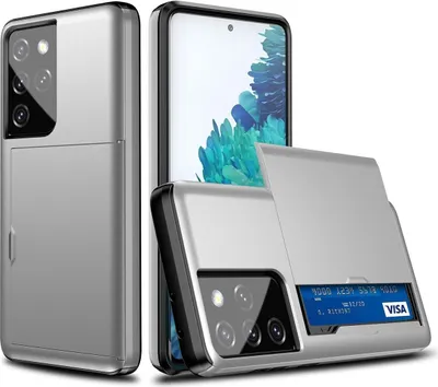 Produktbild von König Design Hülle kompatibel mit Samsung Galaxy S21 Ultra Kunststoff Soft Handyhülle - Handy Case Silber