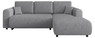 Produktbild von NELLY Ecksofa mit Schlaffunktion und Bettkasten, L-Form, Maß 260 x 193 cm - Cord Hellgrau