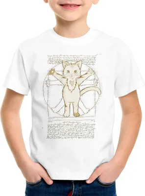 Produktbild von style3 Vitruvianische Katze Kinder T-Shirt kätzchen vinci tier