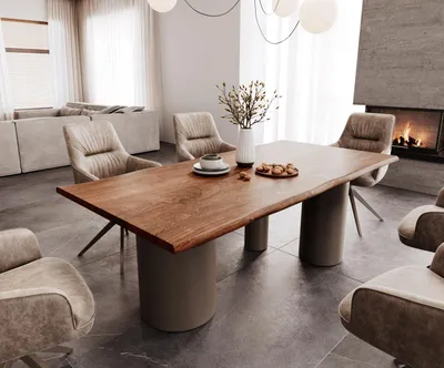 Produktbild von DELIFE Esstisch Edge 200x100 Akazie Braun Troa Metall Effektfinish Titan Live-Edge