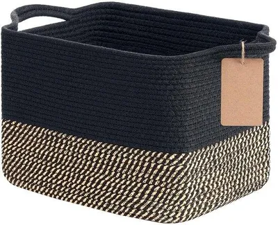Obrázok produktu pre Pletená úložná krabica, neutrálna, 34 x 28 x 24 cm, bavlna
