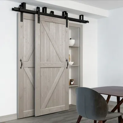 Produktbild von HOME DELUXE - Doppelholzschiebetür SOLIA - Kiefernholz - 205 x 90 cm, inkl. Gleitschiene und Rollen I Holztür Wohnungstür Innentür