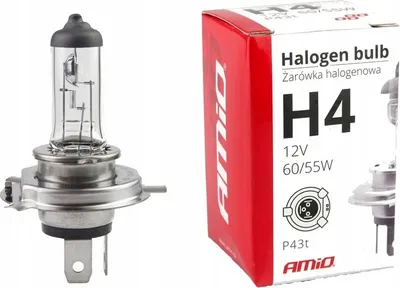 Zdjęcie produktu dla Żarówka halogenowa H4 12V 60/55W filtr UV (E8) AMIO-01268