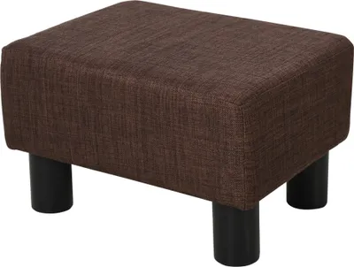 Produktbild von HOMCOM Fußhocker, Sitzhocker, Rechteckiger Ottoman, Fußstütze aus Leinen, Polsterhocker bis 110 kg Belastbar, für Wohnzimmer, Flur, Braun, 40x30x24cm