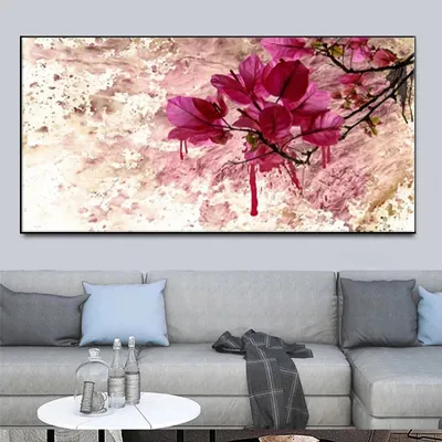 Image de Décoration murale abstraite avec des fleurs rouges