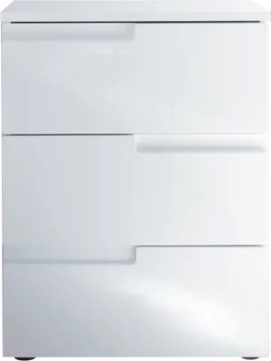 Produktbild von Nachttisch - Weiß Hochglanz - B 46 cm - 3 Schubladen