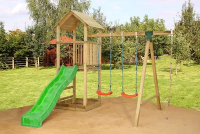 Produktbild von Spielturm mit Rutsche und Schaukel