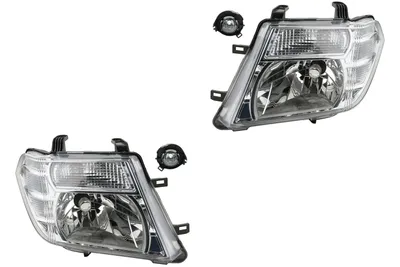 Productafbeelding van Koplampset geschikt voor Nissan Pathfinder R51, bouwjaar 01/10 - , met H4 lampen (links en rechts) en mistlampen. Onderdeelnummers: 26150EA500, 26150EA525, 26155EA500, 26155EA525, 260105X10B, 260605X. Johns