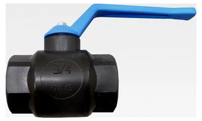 Produktbild von Frostschutzmittelventil 3/10,2 cm, schwarz Polypropylen, blauer Griff