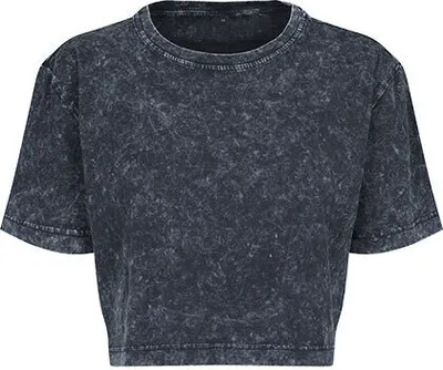 Produktbild von Build Your Brand BY054 | Damen Acid Washed Cropped Tee - Farbe: Teal Black - Größe: L