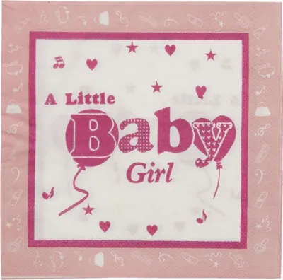 Obrázek produktu pro Papírové ubrousky Clayre & Eef, 20 ks, BABY GIRL, růžové, 33 x 33 cm