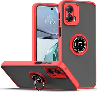 Image de Etui pour Motorola Moto G 5G 2023 étui en TPU translucide mat avec porte-anneau et support Rouge