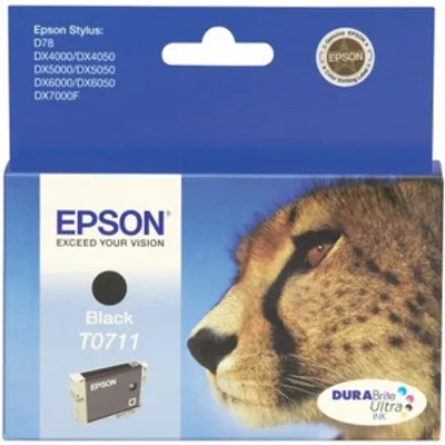 Produktbild von Epson Cheetah Tintenpatrone Black T0711 DURABrite Ultra Ink, Schwarz, Tinte auf Pigmentbasis, 1 Stück(e)