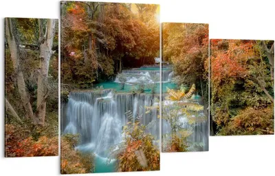 Produktbild von Bild auf Leinwand - Leinwandbild - Park Wasserfall Wasser - 120x70cm - Wand Bild - Wanddeko - Leinwanddruck - Bilder - Kunstdruck - Wanddekoration - Leinwand bilder - Wandkunst - DL120x70-3995