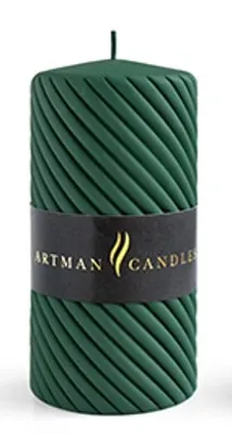 Image de Bougie cylindrique décorative Artman Caroline mate verte