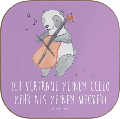 Produktbild von Mr. & Mrs. Panda Holzuntersetzer Cello Vertrauen - Lavendeltraum - Geschenk, Kammermusik, klassische Musik, Lernen, Musiker, Solo, Untersetzer Gläser, Musikinstrument