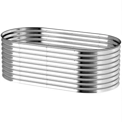 Produktbild von Pflanzkasten - Metall Hochbeet - Offener Boden 160x80x56 cm - Sicherheitskante - Mit Handschuhen - Armeegrün