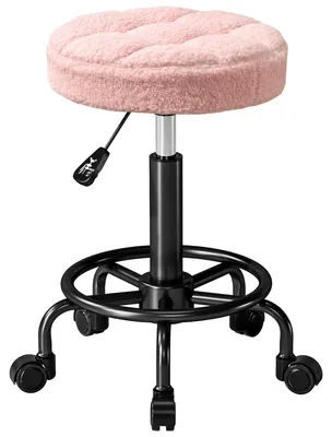 Produktbild von Rollhocker höhenverstellbar Drehhocker 55-66 cm Arbeitshocker 360° drehbar Ø50 x 50-66 cm Rosa