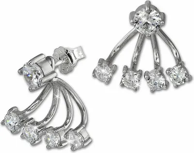 Produktbild von SilberDream weiß Ohrringe Ear Cuff rund Zirkonia 925 Silber Ohrstecker GSO421W
