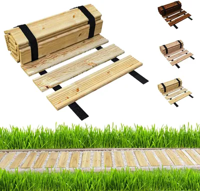 Immagine prodotto di passerella in legno da giardino be4nature 30 x 100 cm marrone chiaro - sentiero rotabile in legno di larice, antiscivolo, flessibile, ideale per il giardino e la terrazza