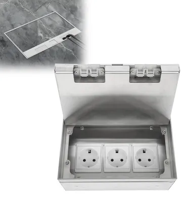 Obrázek produktu pro Instalační krabička, 4000 W, 16 A, podlahová zásuvka, nerezová ocel, vodotěsná