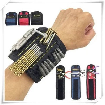 Produktbild von Magnetische Armbandwerkzeuge Werkzeuggürtel mit 10 Supermagneten zum Halten von Schrauben, Nägeln, Bohrern