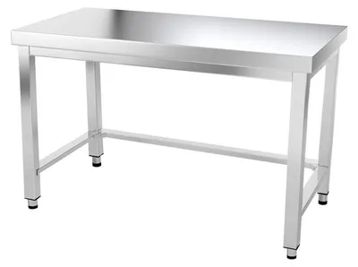 Immagine prodotto di Tavolo da lavoro in acciaio inossidabile, dimensioni 1400 x 800 mm, con rinforzo PREMIUM - GOLDINOX