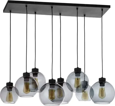 Obrázek produktu pro Podlouhlé závěsné svítidlo v černé grafitové barvě moderní sklo kov elegantní 8plamenné svítidlo E27 do jídelny KALETE
