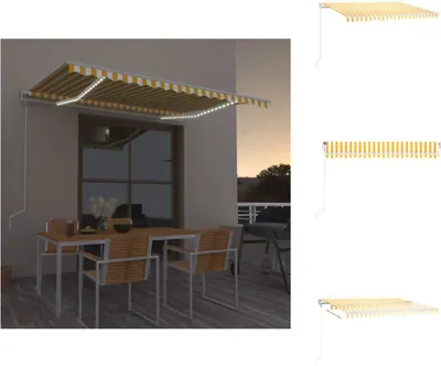 Produktbild von vidaXL Automatische Markise mit LED & Windsensor 450x300 cm Gelb/Weiß - Markisen