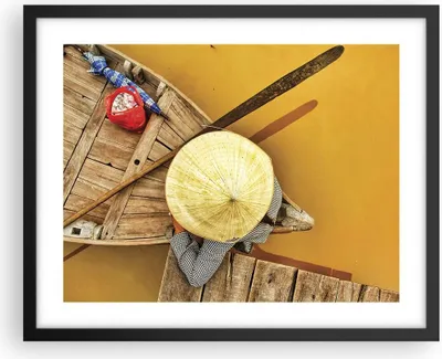 Produktbild von Gerahmtes Poster - Schwarzer Rahmen - Asiatisch Boot Brücke - 50x40 cm - Wand Bild - Wanddeko - Wandbilder - Kunstposter - Wandposter - Bilderrahmen - Bilder - Kunstdruck - P2BAA50x40-4844