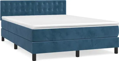 Obrázek produktu pro vidaXL Postel Boxspring s matrací Dark Blue 140x190 cm Velvet