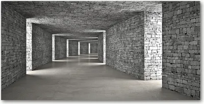 Produktbild von Tulup Glas-Bild -140x70- Wandkunst Dekorative Wand für Küche & Wohnzimmer - Kunst: modern & klassisch - Ziegelstein-Tunnel - Grau