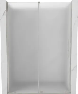Produktbild von Mexen Velar Schiebetür Dusche 160 cm, Mattglas, Gebürsteter Nickel - 871-160-000-31-97