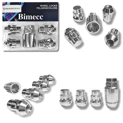 Produktbild von Felgenschloss M12x1,25 Kegelbund 60° kompatibel mit Infiniti Mercedes Nissan Renault Subaru Suzuki silberne Felgenschlösser im Set