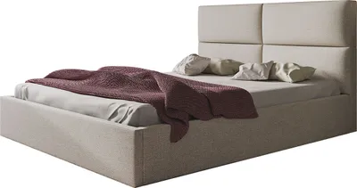 Produktbild von Polsterbett LIZBONA SLIM mit Lattenrost aus Metall und Bettkasten 180x200 cm Beige, Strukturstoff  ohne Matratze