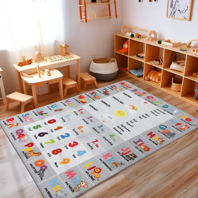 Zdjęcie produktu dla Dywan do pokoju dziecięcego, puszysty i miękki dywan do zabawy dla dziewczynek i chłopców,Rozmiar: 120 x 170 cm,Kolor: Szary-4