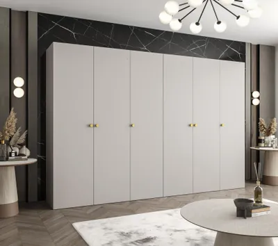 Obrázek produktu pro Elegantní šatní skříň CAITIR 1 300 cm - kašmír / zlaté úchyty